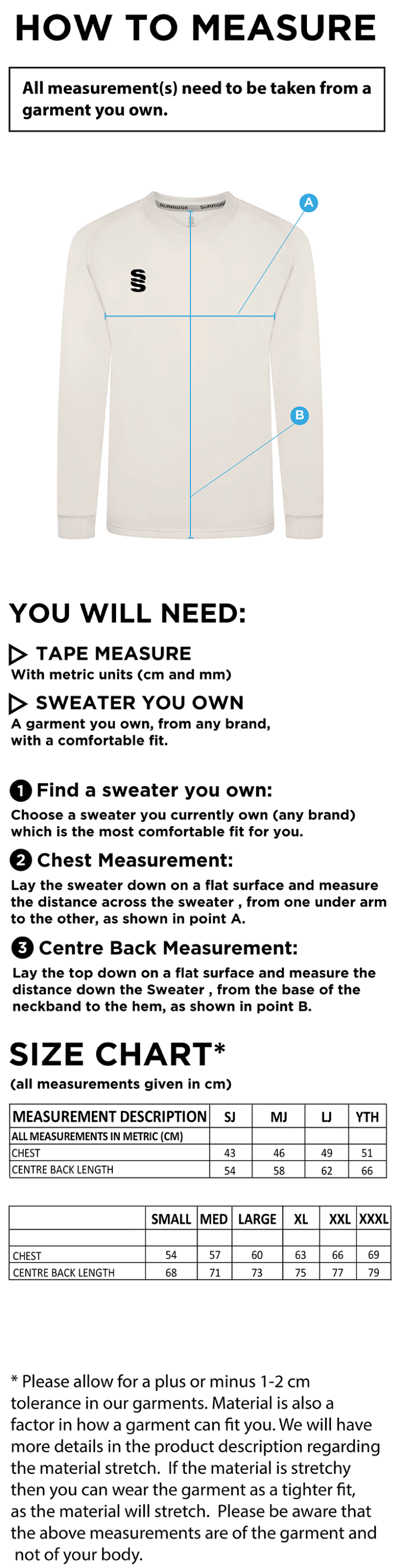 AC SQUIRRELS CC BLAST LONG SLEEVE SWEATER - Ivory - Size Guide