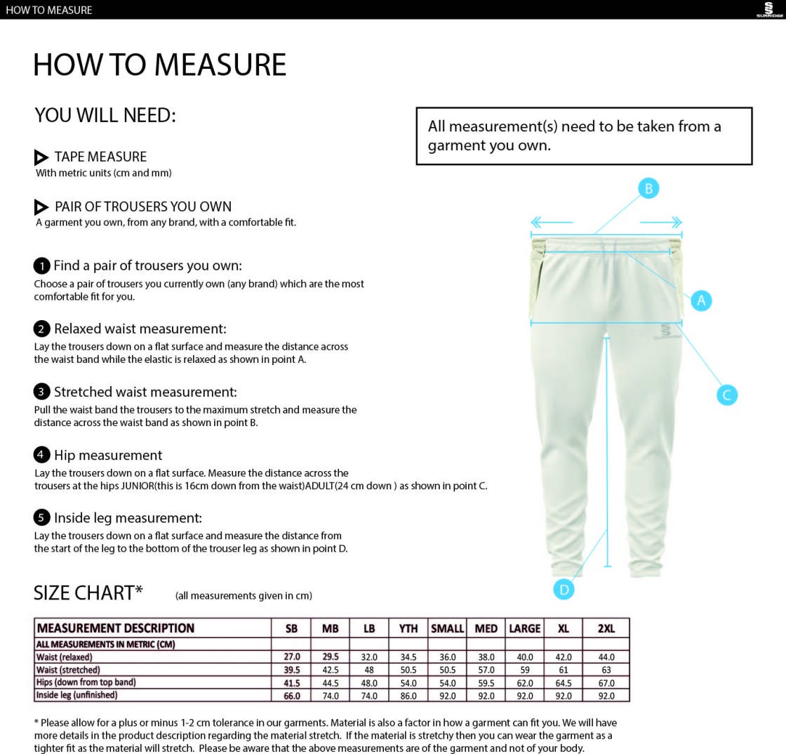 AC Squirrels CC Tek Playing Pant - Size Guide