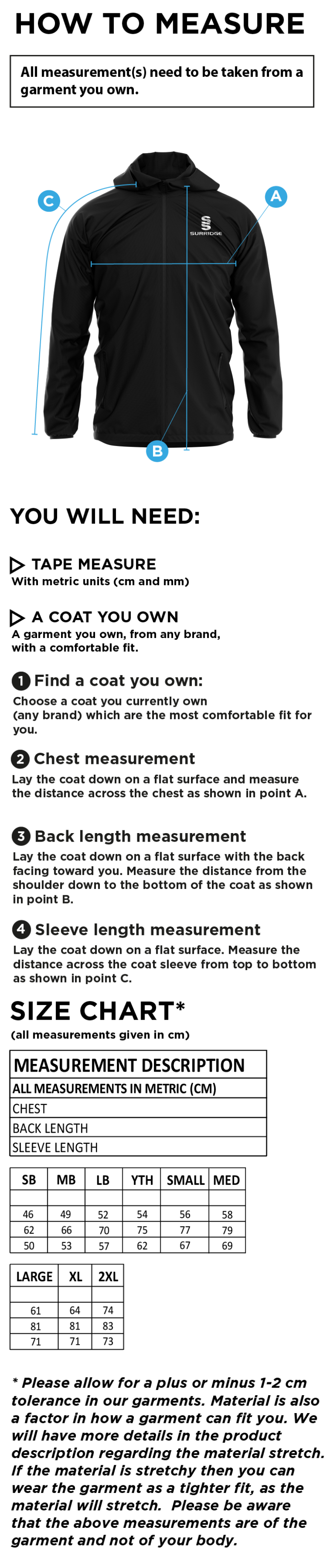 AC SQUIRRELS CC Dual Elite 1/4 Zip Hoody / Rain Jacket : Navy - Size Guide